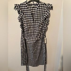 Navy plaid mini dress